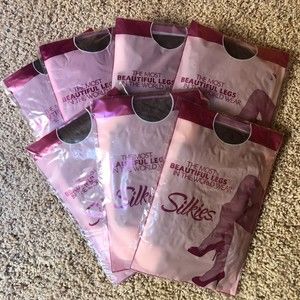 Silkies support pantyhose, taupe color, size medium, 7 vintage pantyhose